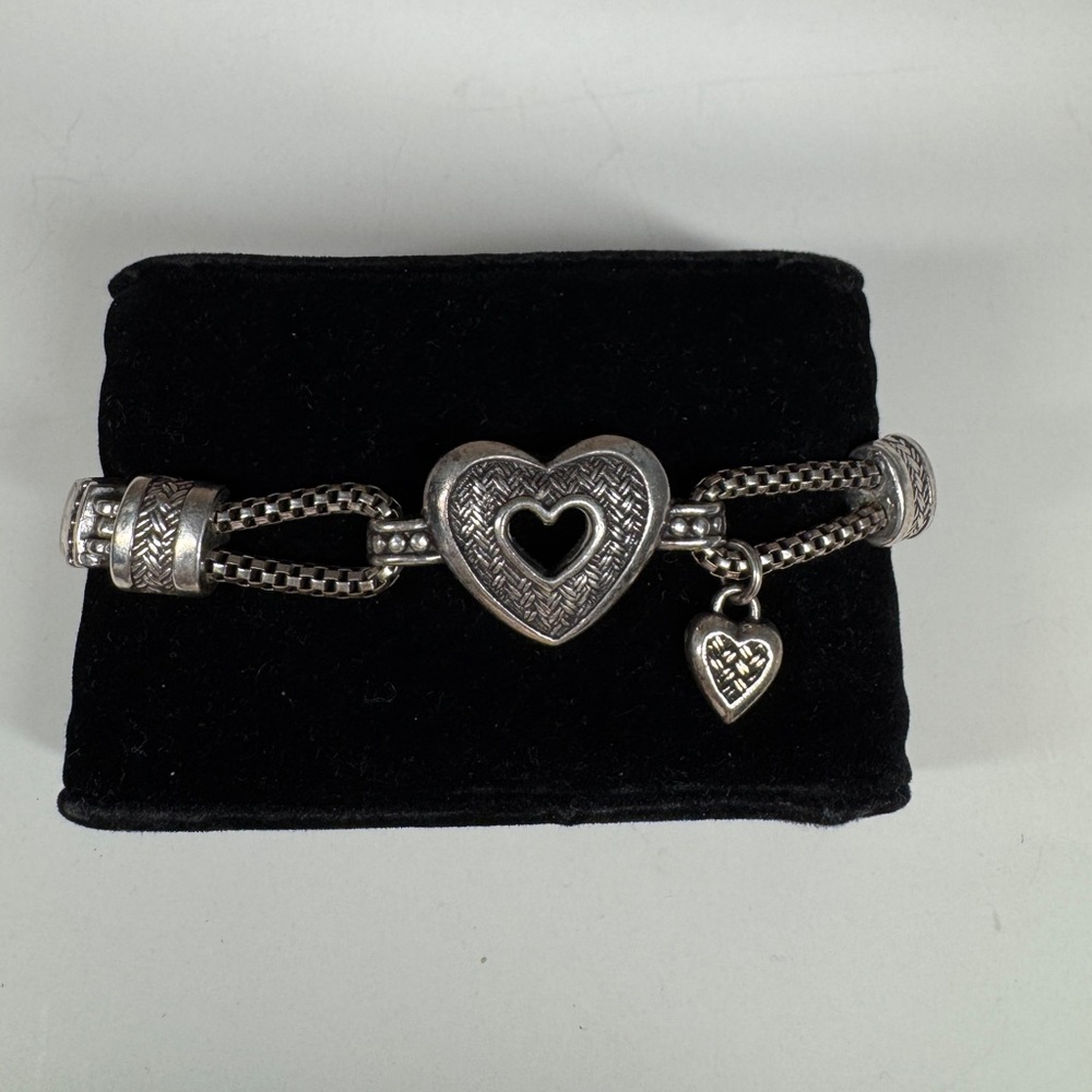 Brighton silver two strand heart heart bracelet